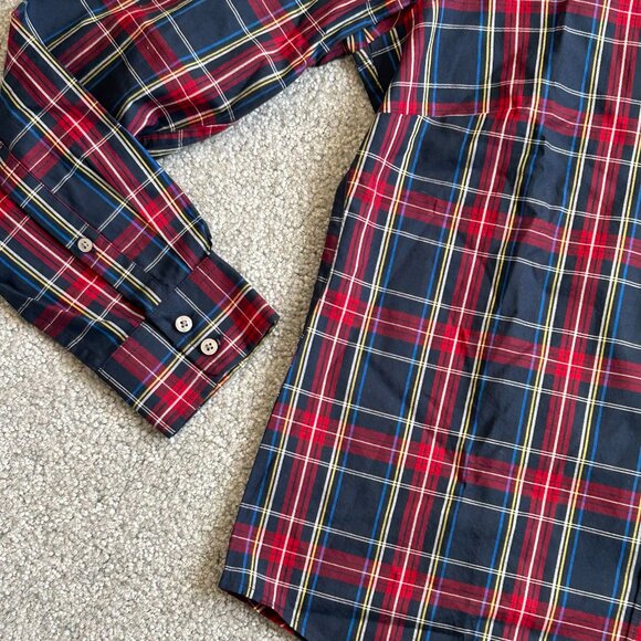 UNTUCKit Sadie Navy Multi Plaid Long Sleeve Button Front Shirt US 6     - E1943 - Picture 2 of 4